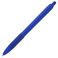 a blue pen on a white background