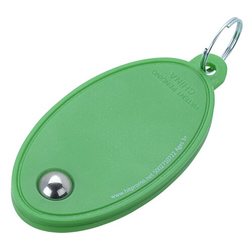 Additional Image 1 - a green oval keychain with a metal ring