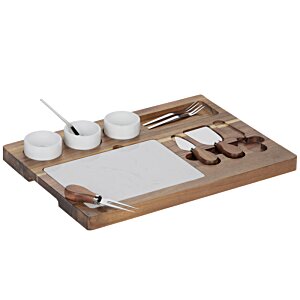 Additional Image 3 - a wooden board with a white tray and bowls