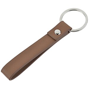 Additional Image 1 - a brown leather keychain with a silver ring