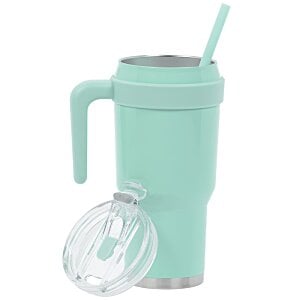 Additional Image 4 - a green and silver cup with a straw