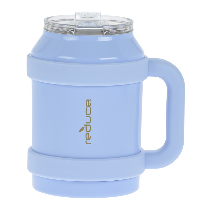 REDUCE 50 oz Mug Tumbler with Handle & Straw, Orange/Blue