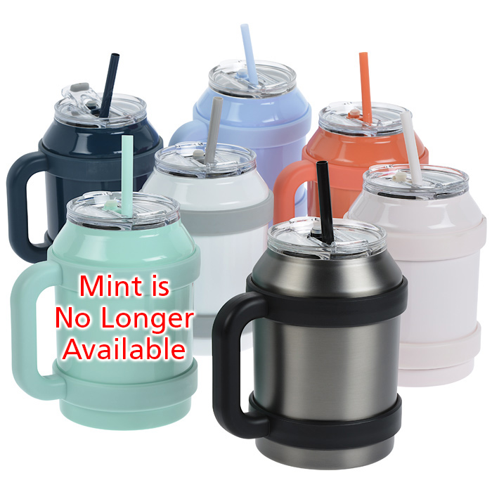 REDUCE 50 oz Mug Tumbler with Handle and Straw - Stainless Steel Glacier
