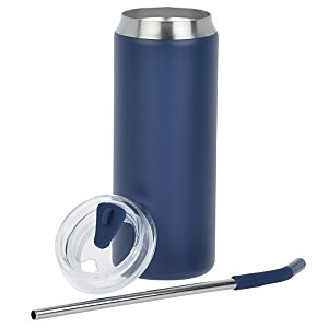 Additional Image 1 - a blue and silver can with a straw