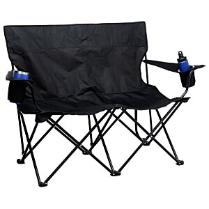 Additional Image 3 - a black folding chair with blue handles