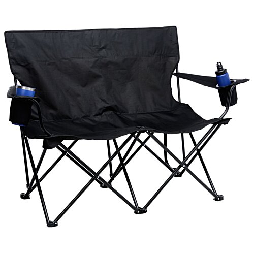 Additional Image 3 - a black folding chair with blue handles