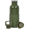 a green bottle with a cap