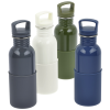 a group of different colored bottles
