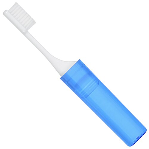 Additional Image 3 - a blue toothbrush with a white handle