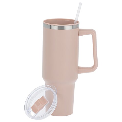 Additional Image 1 - a pink coffee mug with a straw