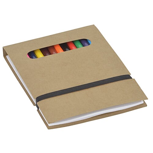 Additional Image 2 - a brown notebook with colored pencils