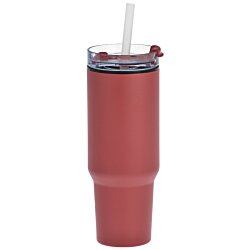 a red cup with a straw