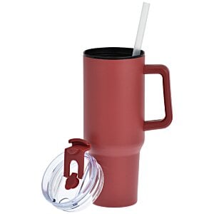 Additional Image 1 - a red coffee mug with a straw