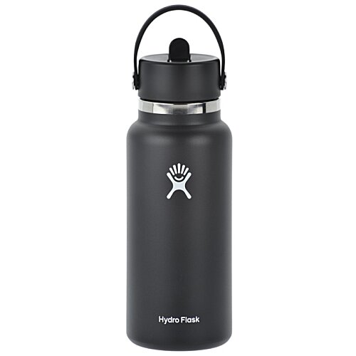 Additional Image 1 - a black water bottle with a white ribbon