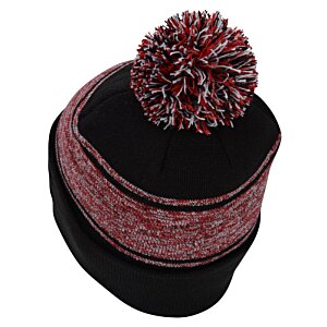 Additional Image 1 - a black and red hat with a pom