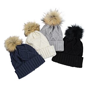 Additional Image 3 - a group of hats with pompoms