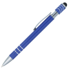 a blue pen with silver cap