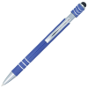 a blue pen with a white cap