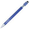 a blue pen with a white cap