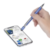 a hand holding a pen over a cellphone