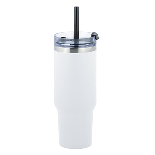 Additional Image 1 - a blue and silver cup with a straw