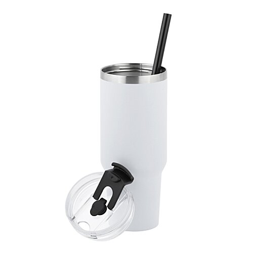 Additional Image 2 - a blue tumbler with a black straw