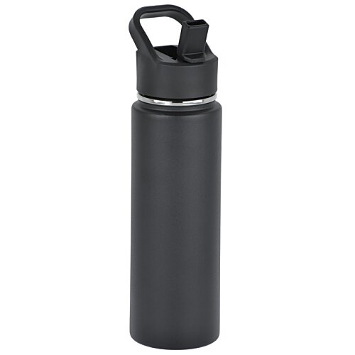 Additional Image 1 - a black water bottle with a black cap