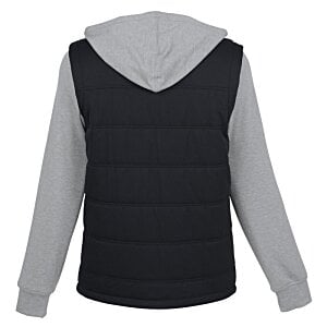 Additional Image 1 - a black and grey vest with a hood