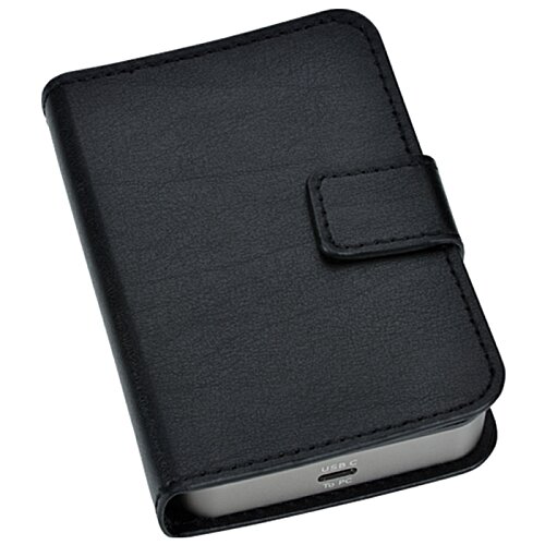 Additional Image 3 - a black leather notebook with a strap