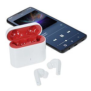Additional Image 4 - a white and red earbuds and a black cellphone