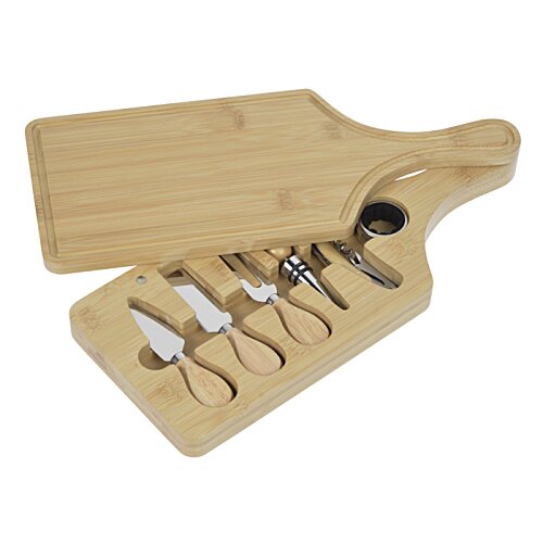 Additional Image 1 - a wooden cutting board with a set of tools