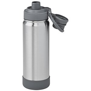 Additional Image 3 - a silver water bottle with a grey cap