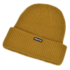 a yellow beanie with a logo