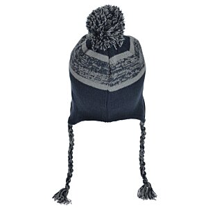 Additional Image 2 - a black and grey knit hat with tassels