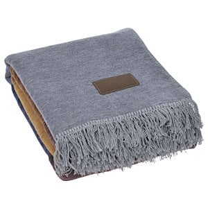 Additional Image 1 - a grey blanket with a brown edge