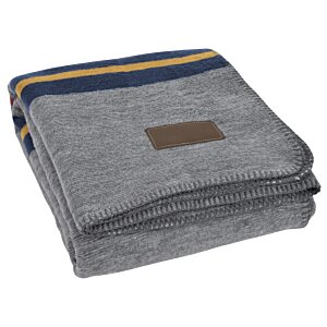 Additional Image 1 - a grey blanket with a brown label