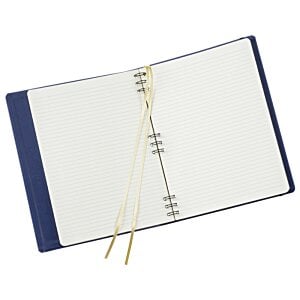 Additional Image 1 - a white and blue notebook with yellow ribbons