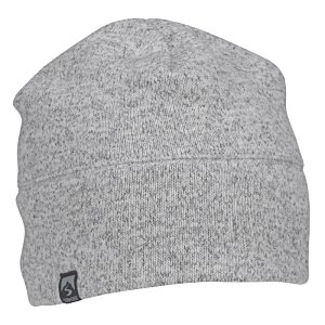 Additional Image 2 - a grey beanie with a black label
