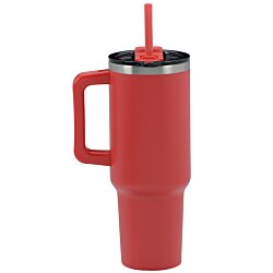 a red cup with a straw