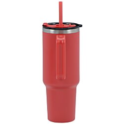 a red cup with a straw