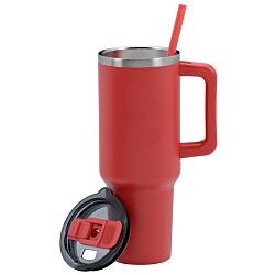 a red cup with a straw