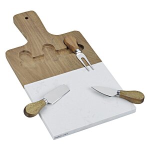 Additional Image 1 - a cutting board with knives and a knife set