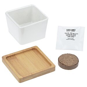 Additional Image 1 - a white square container with a wooden square and a brown square