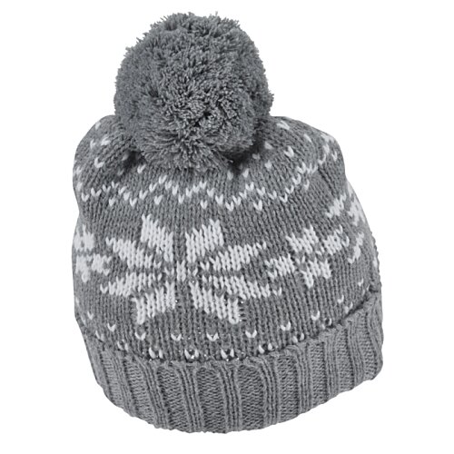 Additional Image 1 - a grey and white knitted hat