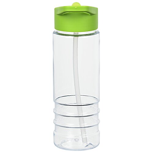 Additional Image 2 - a clear plastic water bottle with a green lid