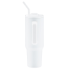 a white cup with a straw