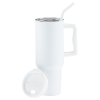 a white cup with a straw