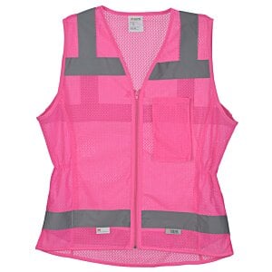 Additional Image 1 - a pink reflective vest with grey stripes
