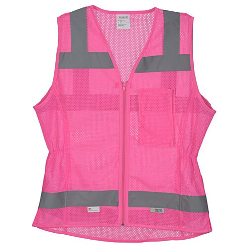 Additional Image 1 - a pink reflective vest with grey stripes