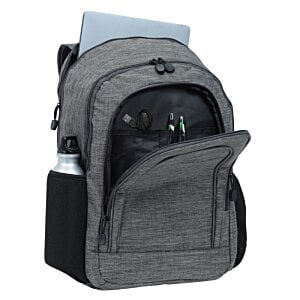 Additional Image 1 - a grey backpack with a camera inside